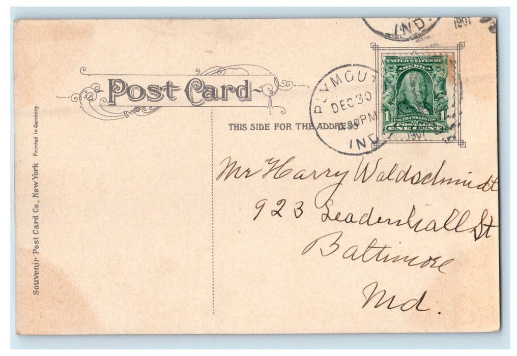 1907 St. Joe Hospital Fort Wayne Indiana IN Posted Antique Postcard