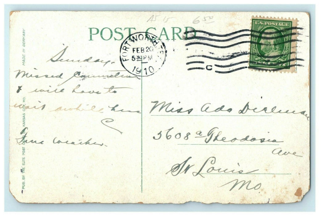 1910 Texas Pacific Passenger Station Fort Worth TX Posted Antique Postcard