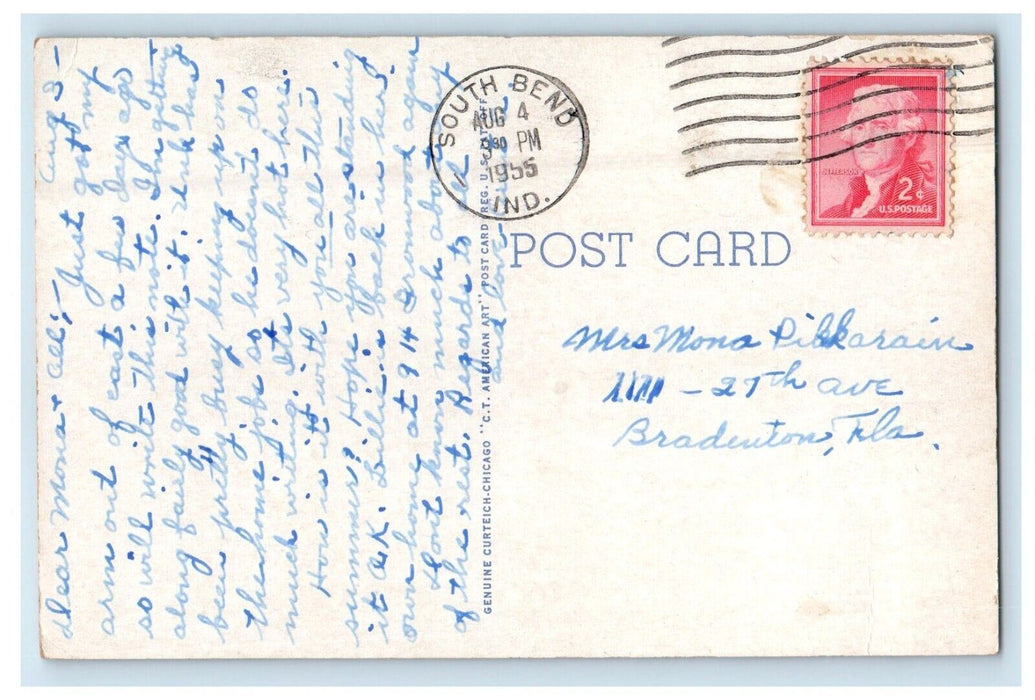 1955 Central High School Building South Bend Indiana IN Posted Vintage Postcard