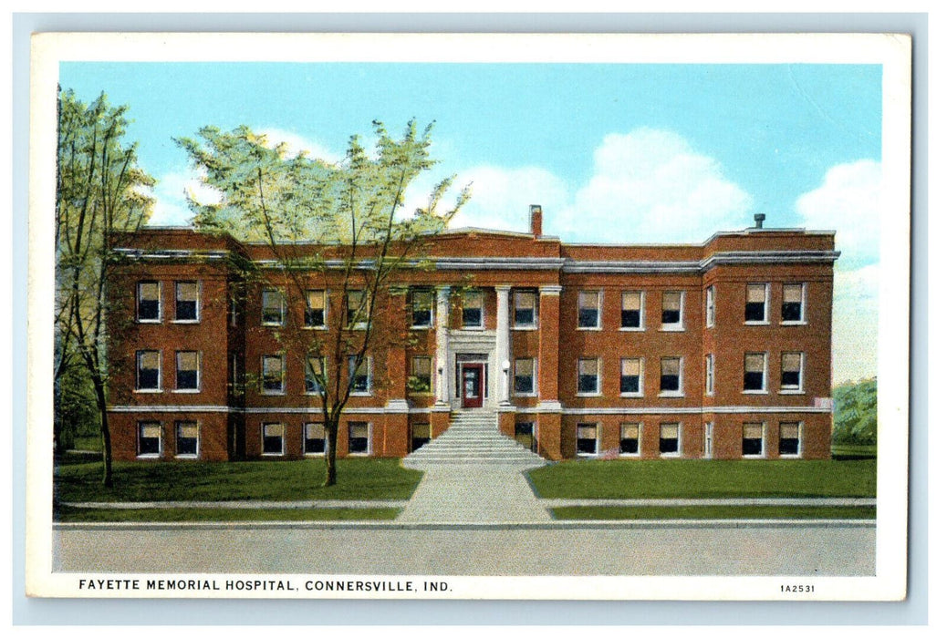 c1920s Fayette Memorial Hospital Connersville Indiana IN Unposted Postcard