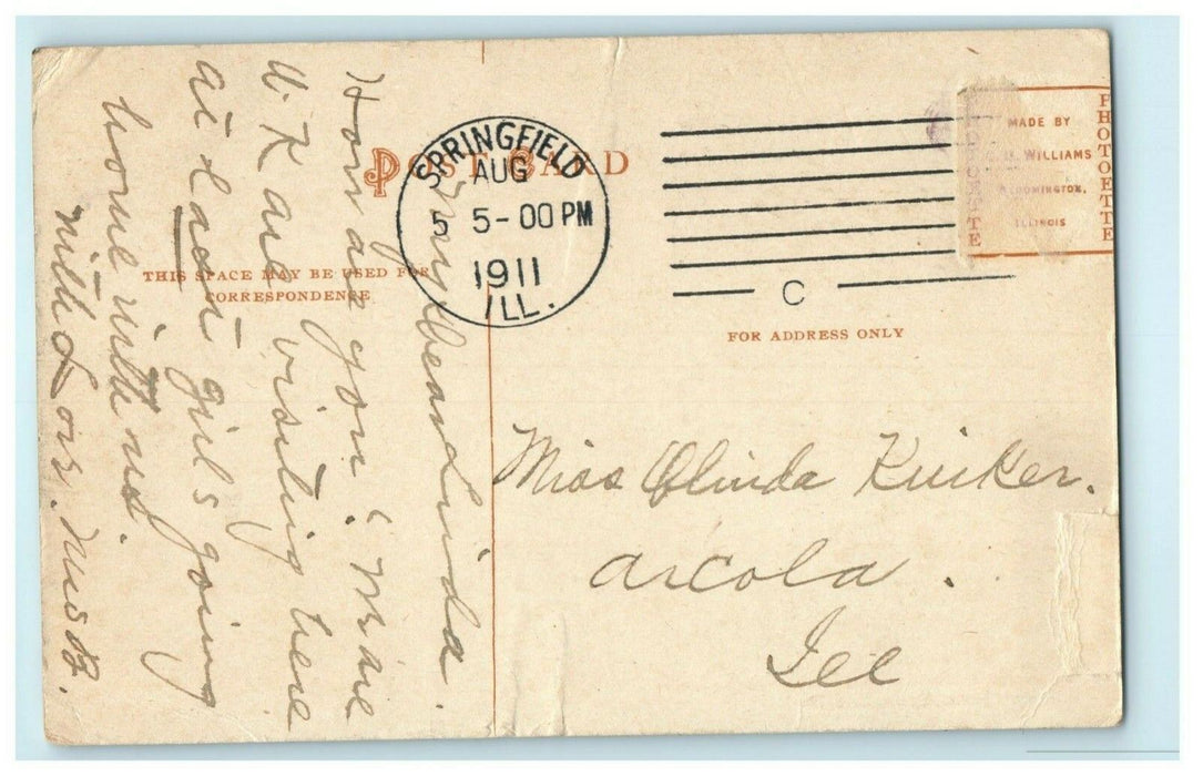 Lincoln's Home Springfield Illinois 1911 Arcola Published BS Bennett Postcard