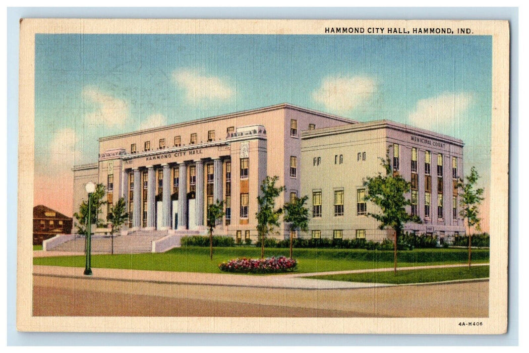 1943 Hammond City Hall Building Hammond Indiana IN Posted Vintage Postcard