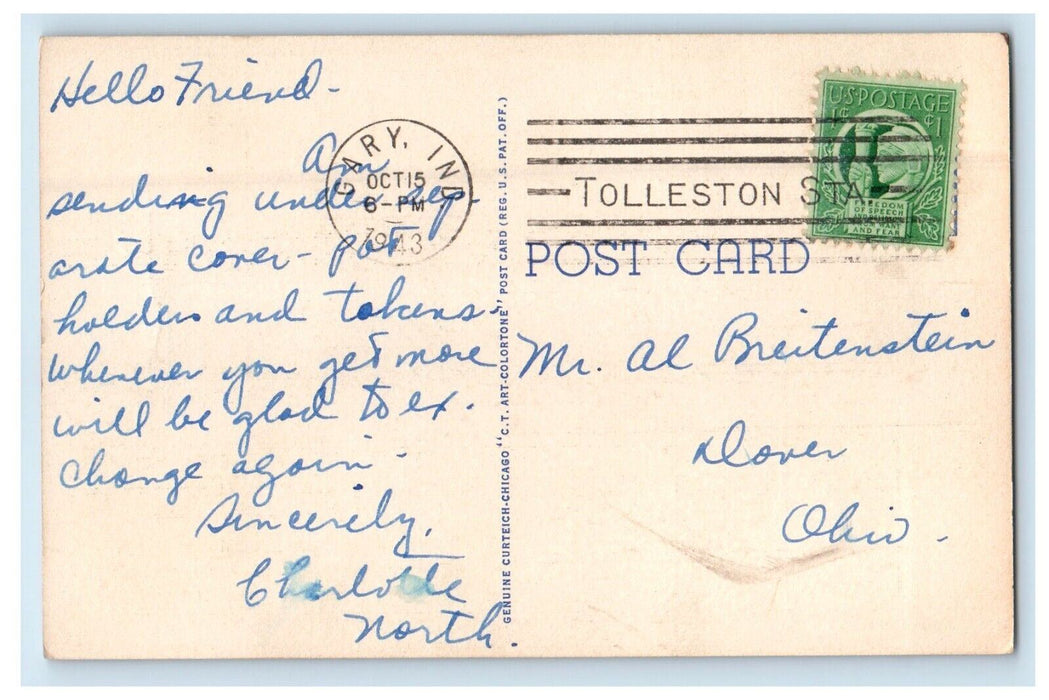 1943 Hammond City Hall Building Hammond Indiana IN Posted Vintage Postcard