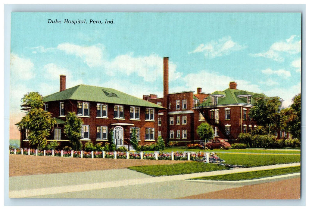 c1930s Duke Hospital Peru Indiana IN Unposted General Curteich Postcard