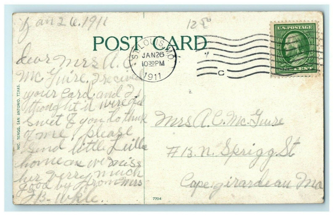 1911 I & G N Depot San Antonio Texas TX Posted Antique Postcard