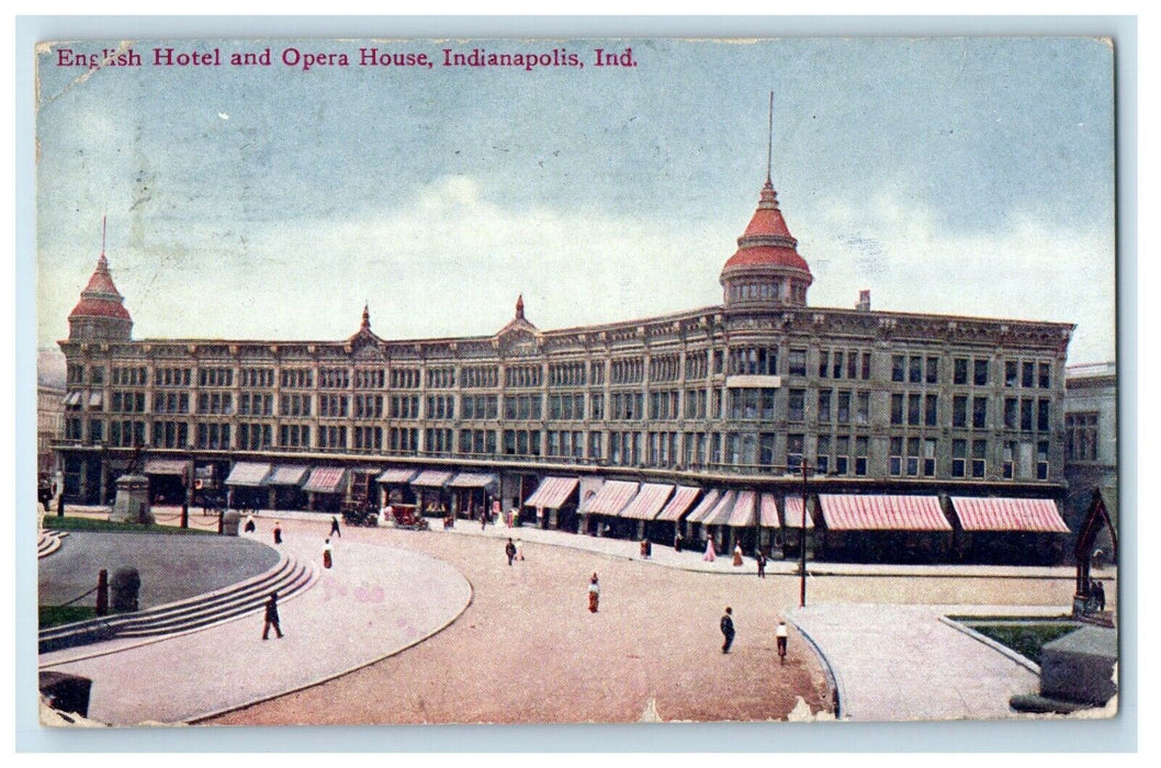 1909 English Hotel And Opera House Indianapolis Indiana IN Antique Postcard