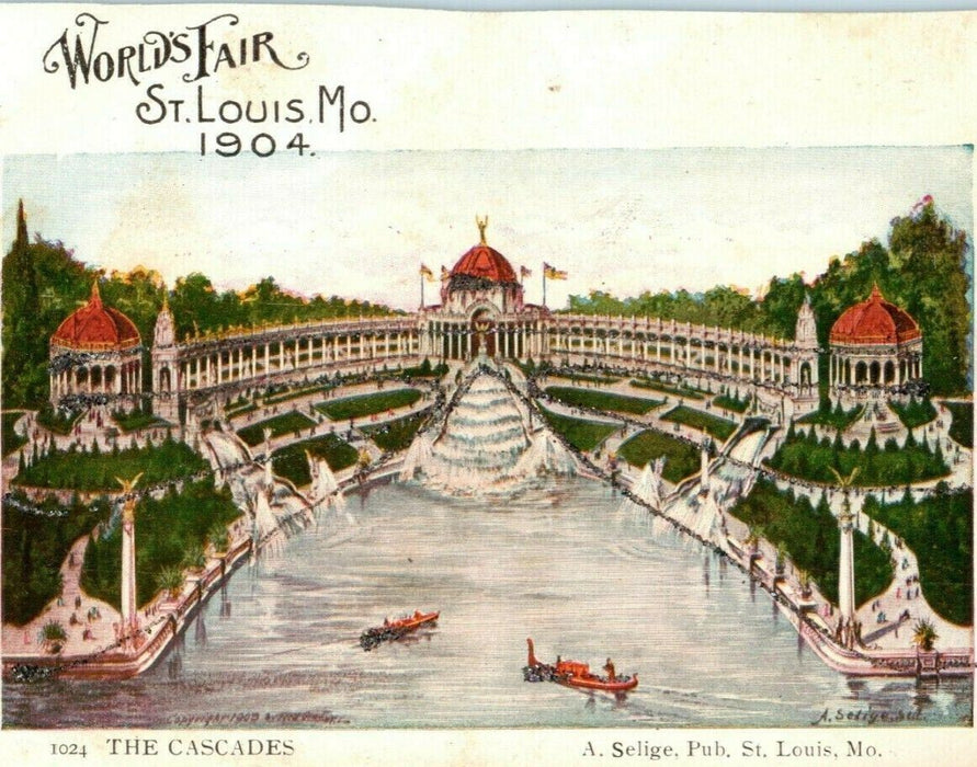 1904 The Cascades World's Fair St. Louis Missouri MO Glitter Antique Postcard