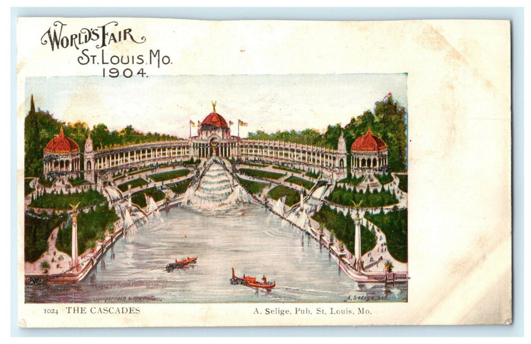 1904 The Cascades World's Fair St. Louis Missouri MO Glitter Antique Postcard