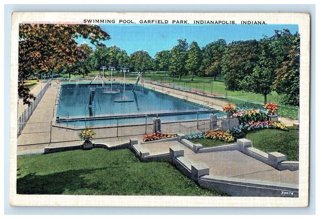 1936 Swimming Pool Garfield Park Swimming Pool Indianapolis IN Vintage Postcard