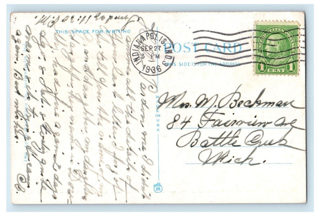 1936 Swimming Pool Garfield Park Swimming Pool Indianapolis IN Vintage Postcard