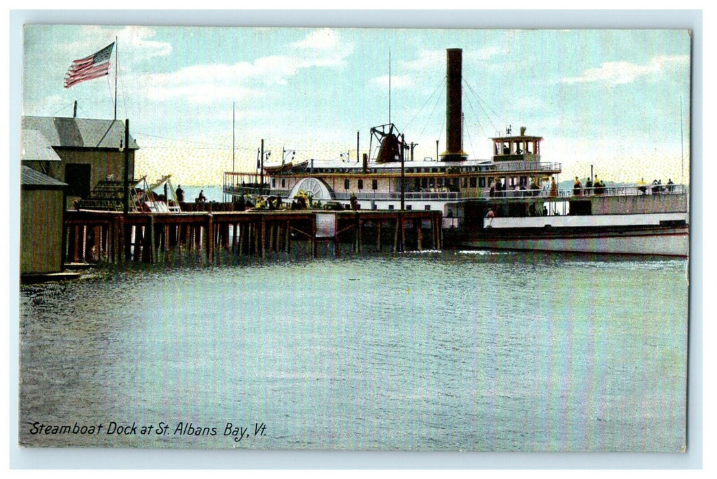 c1910 Steamboat Dock at St. Albans Bay, Vermont VT Antique Posted Postcard