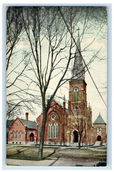 c1910s First Presbyterian Church, Shelbyville Indiana IN Unposted Postcard
