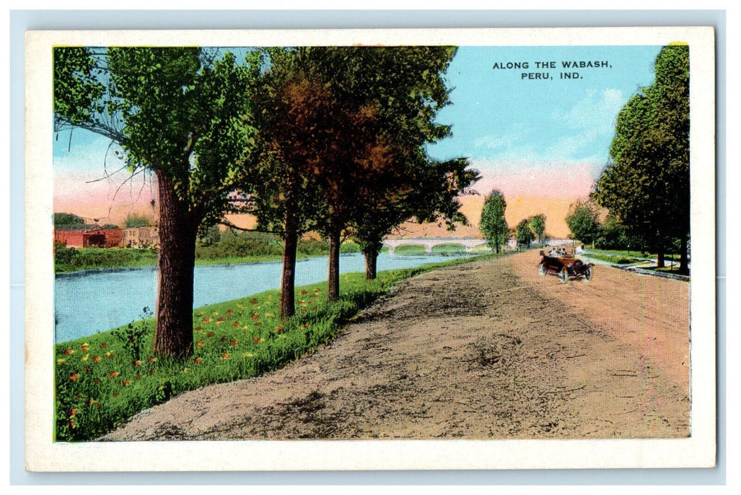 c1920s Road View Along The Wabash, Peru Indiana IN Unposted Postcard