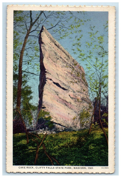 1934 Cake Rock Clifty Falls State Park Madison Indiana IN Vintage Postcard