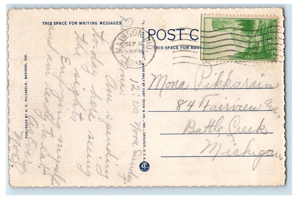 1934 Cake Rock Clifty Falls State Park Madison Indiana IN Vintage Postcard