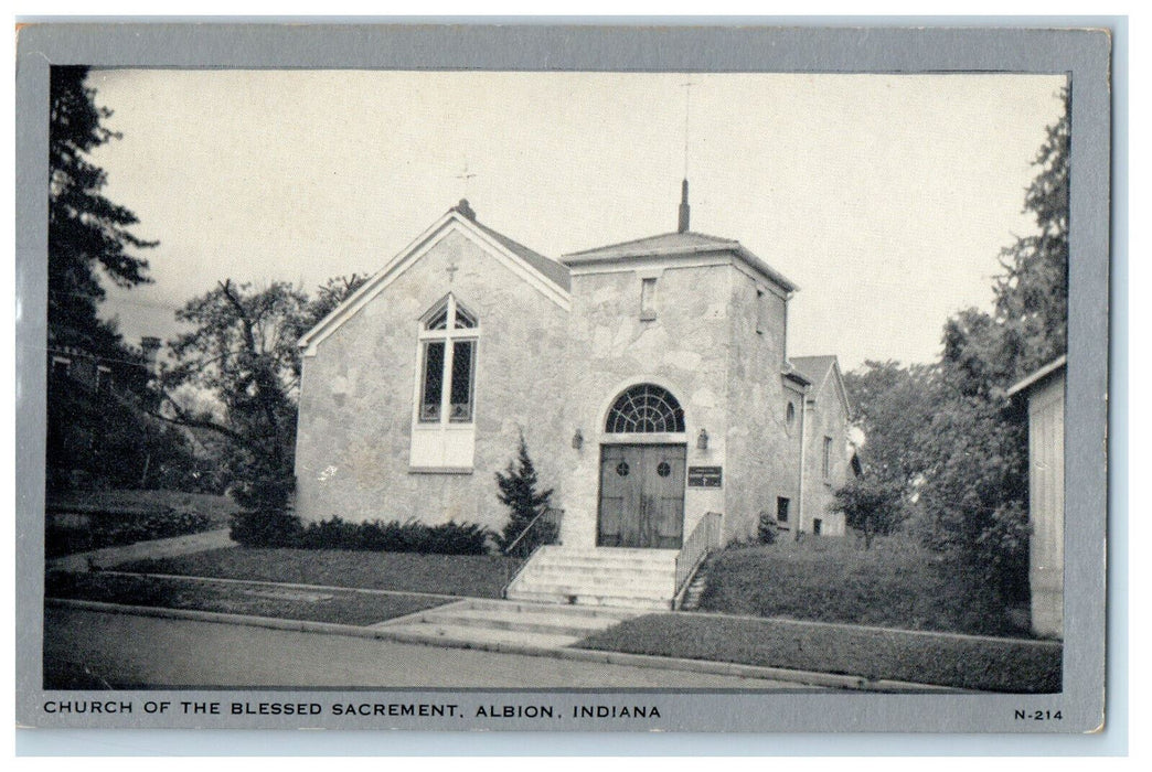 c1940s Church of the Blessed Sacrement Albion Indiana IN Clear View Postcard