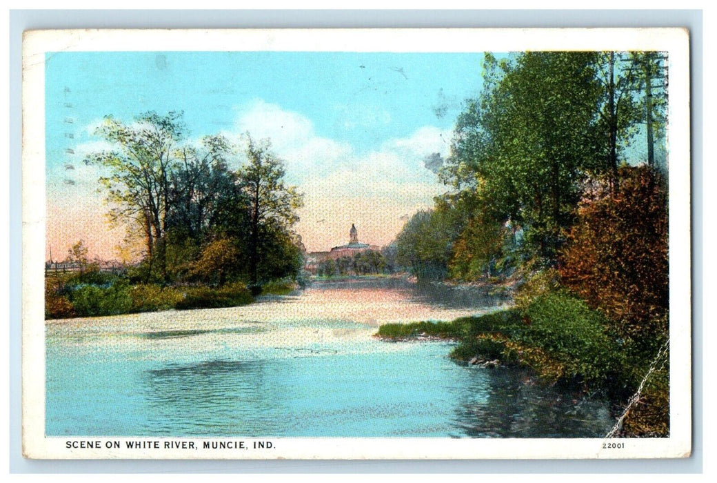 1934 Scene On White River Muncie Indiana IN Posted Vintage Postcard