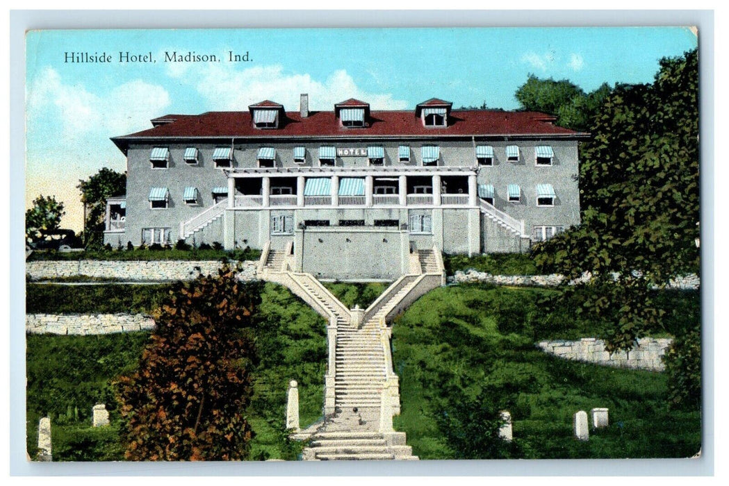 1935 View Of Hillside Motel Building Madison Indiana IN Posted Vintage Postcard