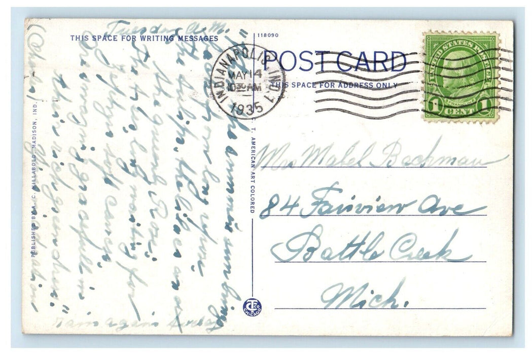 1935 View Of Hillside Motel Building Madison Indiana IN Posted Vintage Postcard