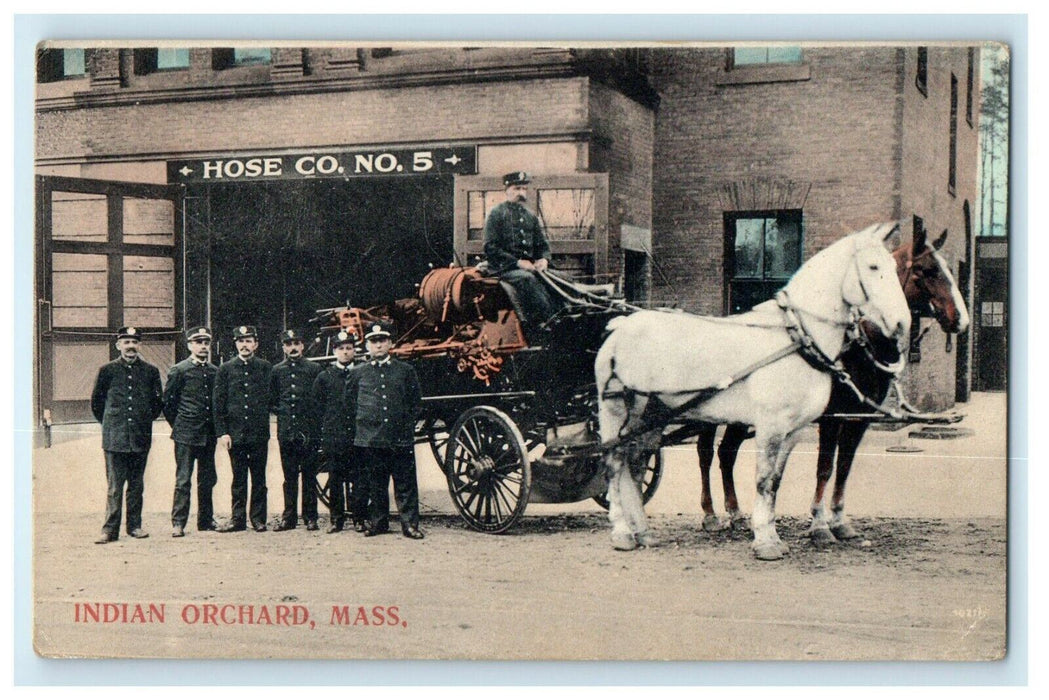 c1912 Hose Co No. 5, Indian Orchard, Massachusetts MA Antique Postcard