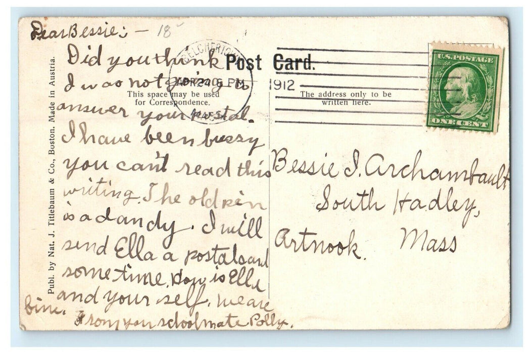 c1912 Hose Co No. 5, Indian Orchard, Massachusetts MA Antique Postcard