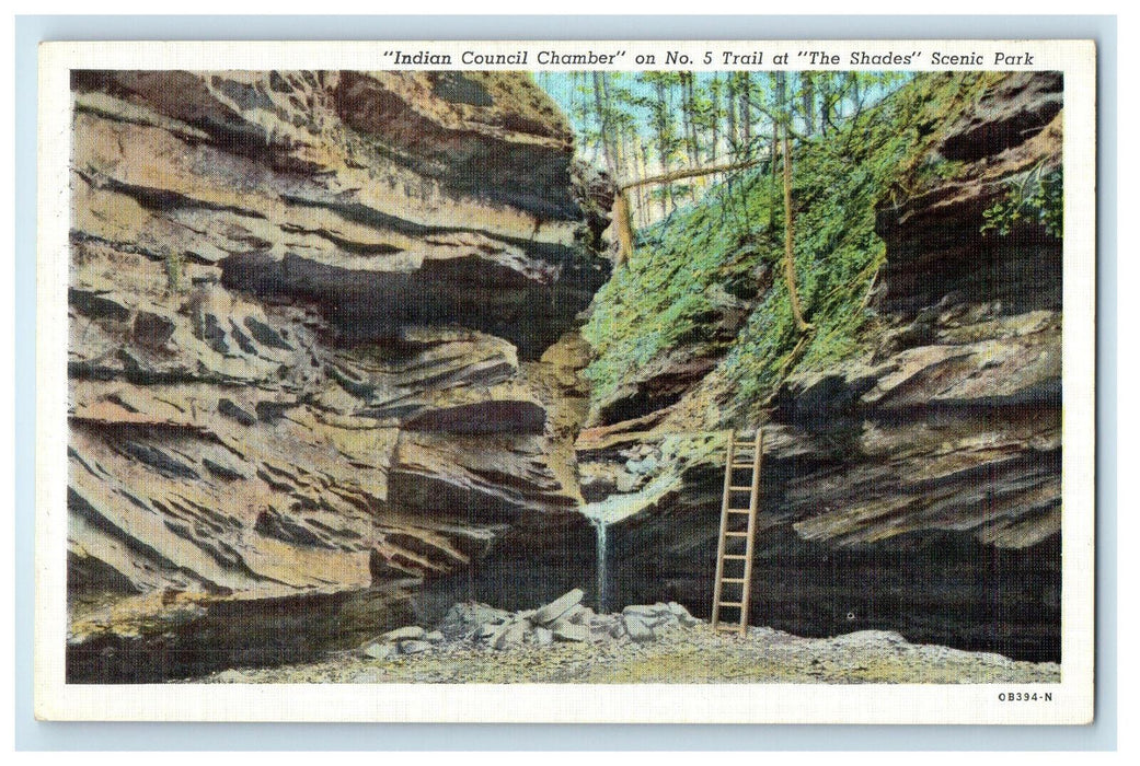 c1930s Indian Council Chamber No.5 The Shades Scenic Park Indiana IN Postcard