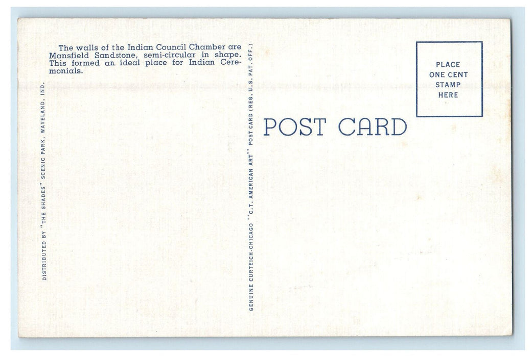 c1930s Indian Council Chamber No.5 The Shades Scenic Park Indiana IN Postcard