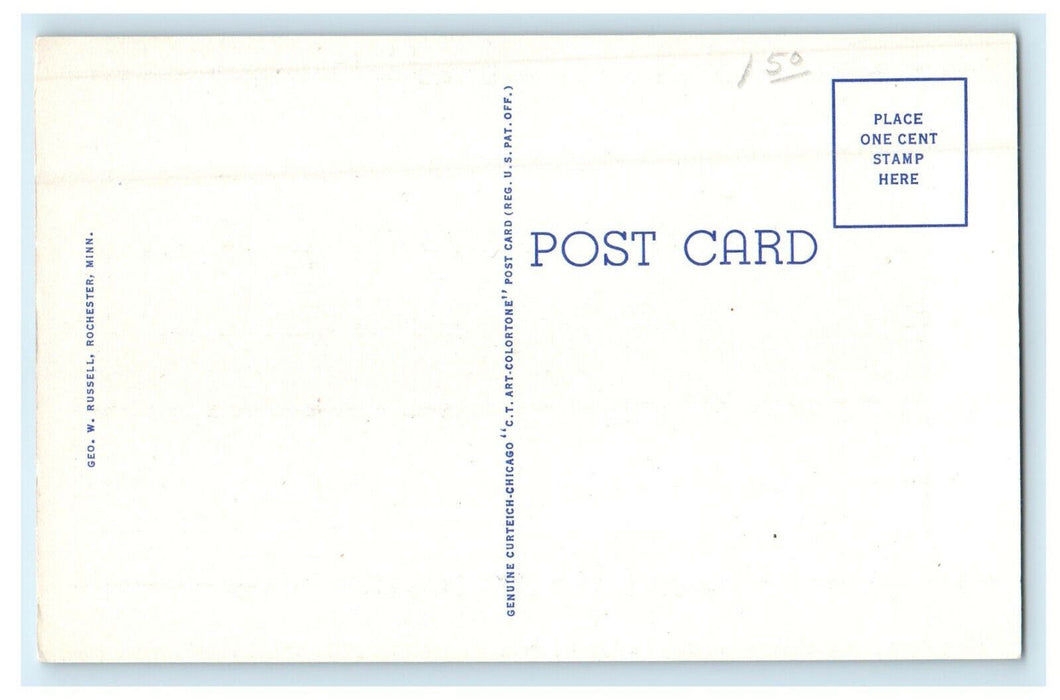 c1940s St. Mary's Hospital at Night, Rochester Minnesota MN Unposted Postcard