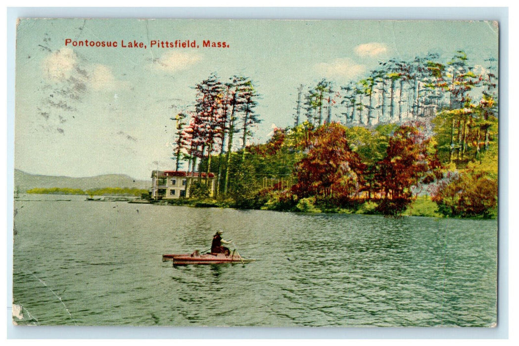 1914 Hinsdale MA Pontoosuc Lake, Pittsfield, Massachusetts MA Antique Postcard