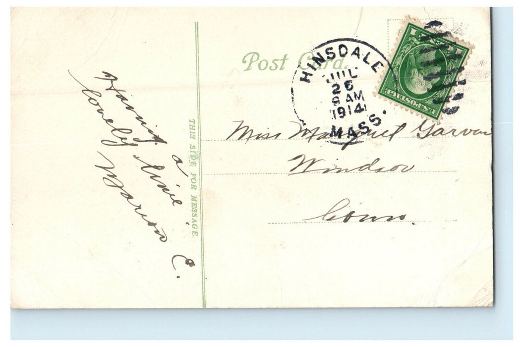 1914 Hinsdale MA Pontoosuc Lake, Pittsfield, Massachusetts MA Antique Postcard