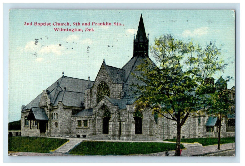 1912 2nd Baptist Church 9th And Franklin Sts. Wilmington Delaware DE Postcard