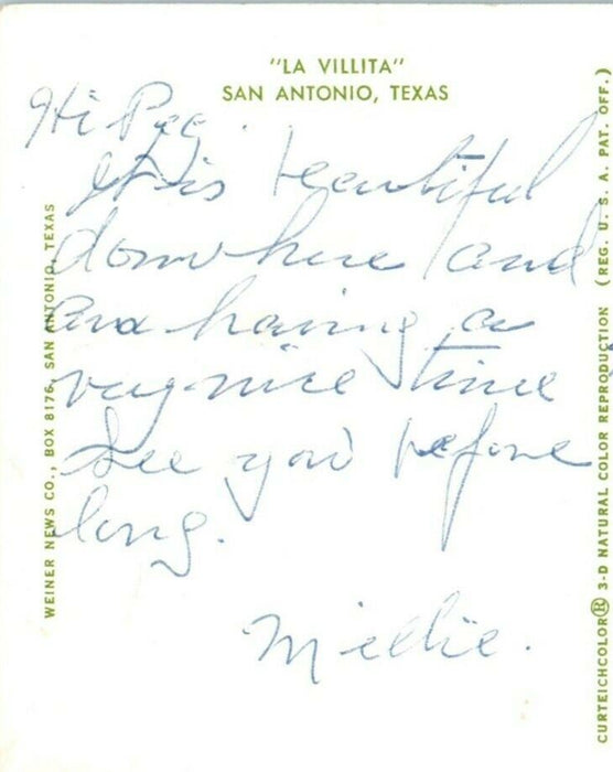 c1950's View Of La Villita San Antonio Texas TX Posted Vintage Postcard