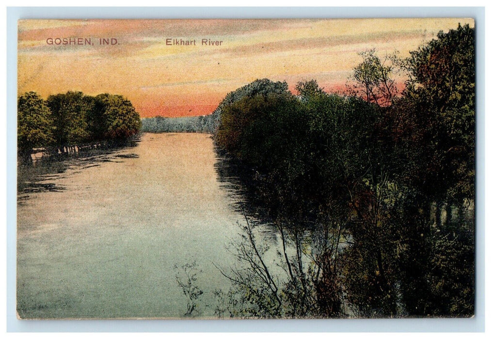 c1910's A View Of Elkhart River Goshen Indiana IN Posted Antique Postcard