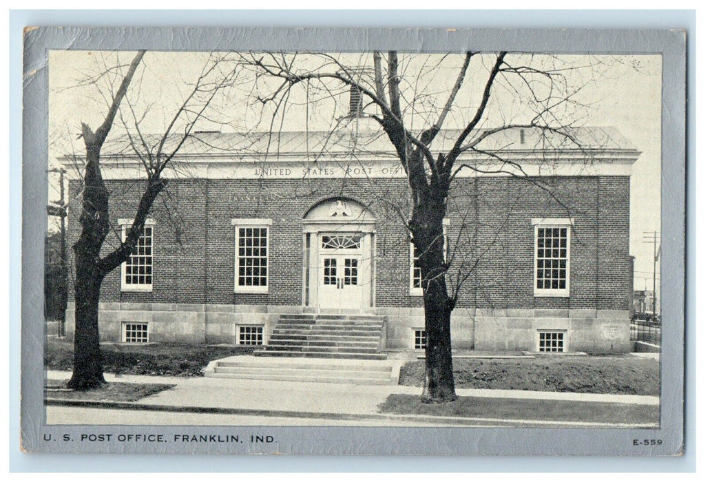 1940 U.S Post Office Building Street View Franklin Indiana IN Vintage Postcard