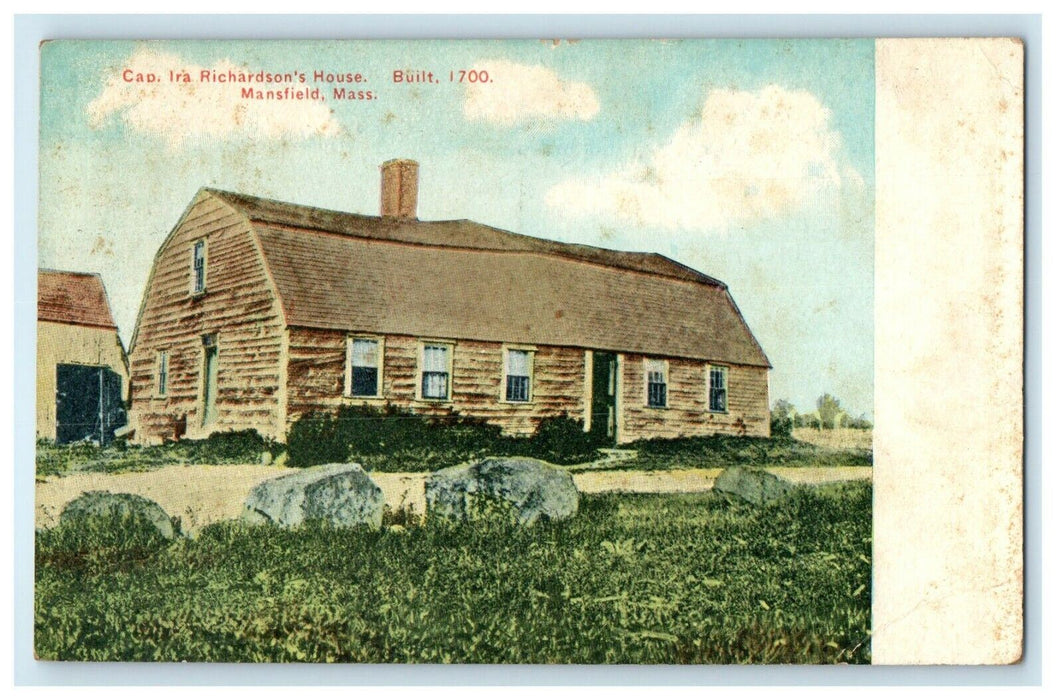 1909 Cap Ira Richardson's House, Mansfield, Massachusetts MA Postcard