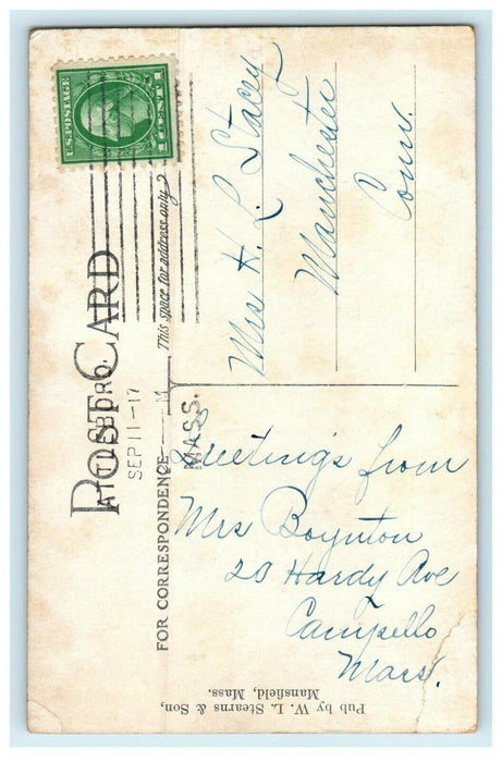 1909 Cap Ira Richardson's House, Mansfield, Massachusetts MA Postcard