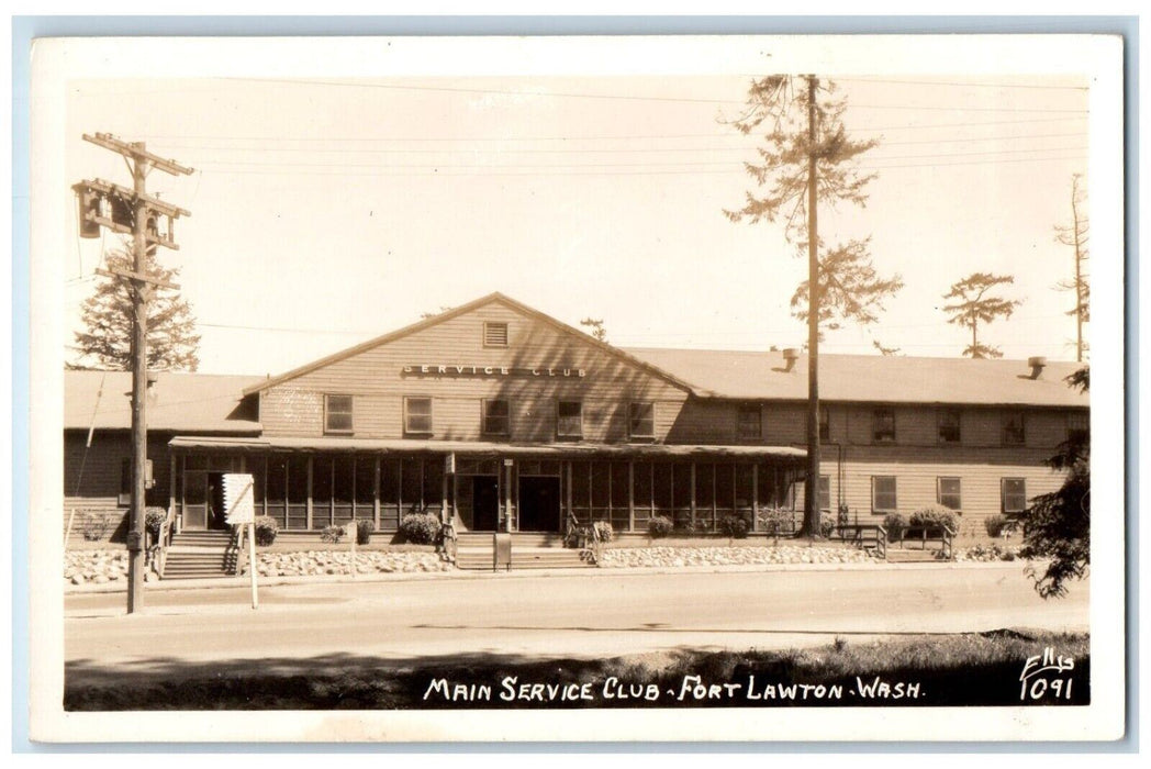 c1940's Main Service Club Fort Lawton Washington WA, Ellis RPPC Photo Postcard