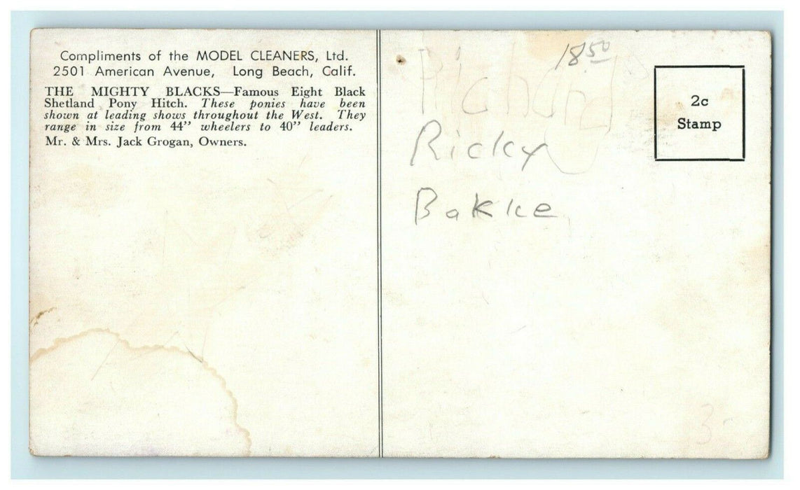 c1920 Model Cleaners Co. Long Beach California CA Advertising Antique Postcard