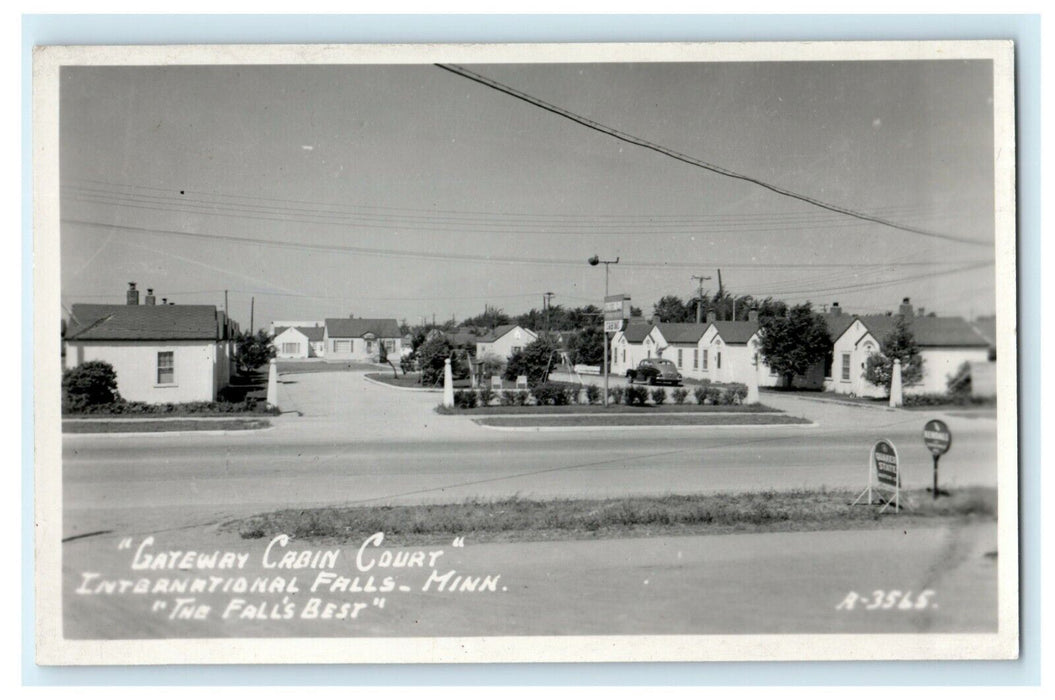 c1940's Gateway Cabin Court International Falls Minnesota MN RPPC Photo Postcard