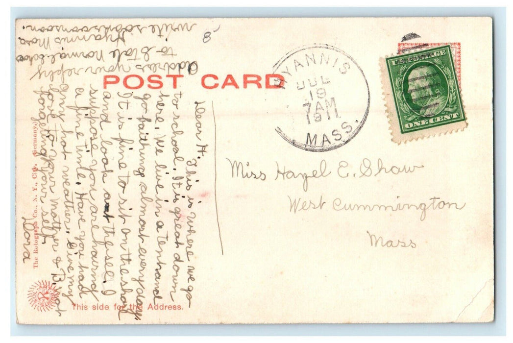 c1911 State Normal School, Hyannis Massachusetts MA Posted Antique Postcard