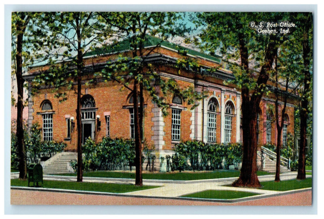 c1940s US Post Office Goshen Indiana IN Vintage Unposted Postcard