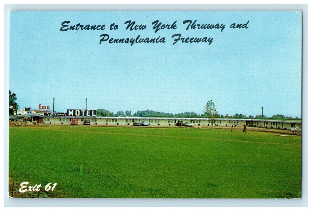 c1950's Wilson Motel Restaurant Entrance To NY Thruway And PA Freeway Postcard