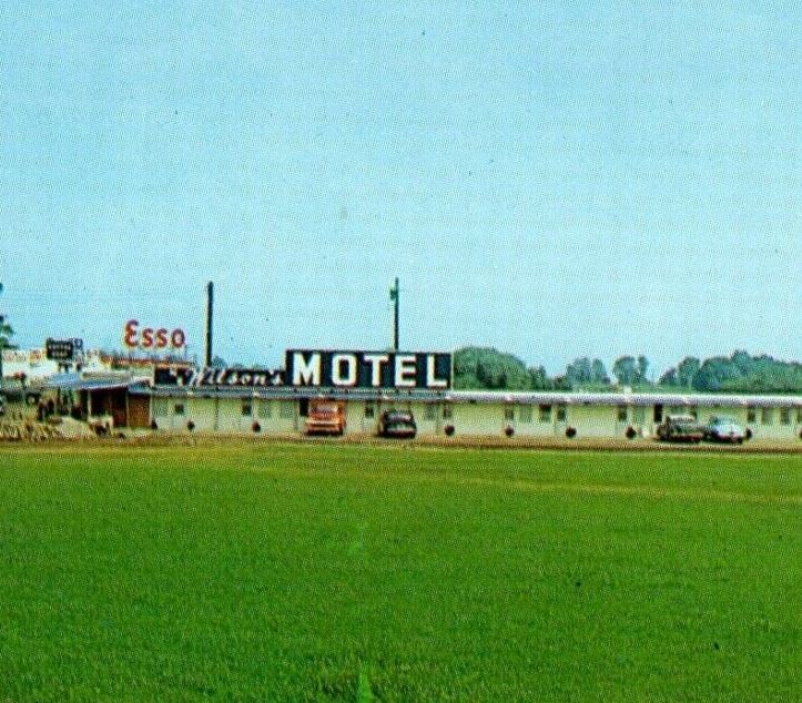 c1950's Wilson Motel Restaurant Entrance To NY Thruway And PA Freeway Postcard