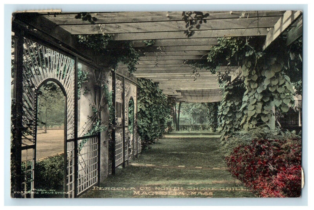 1915 Pergola of North Shore Grill, Magnolia, Massachusetts MA Cancel Postcard