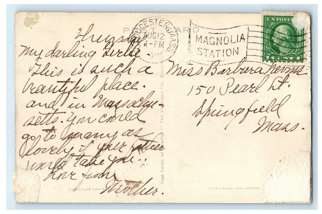 1915 Pergola of North Shore Grill, Magnolia, Massachusetts MA Cancel Postcard