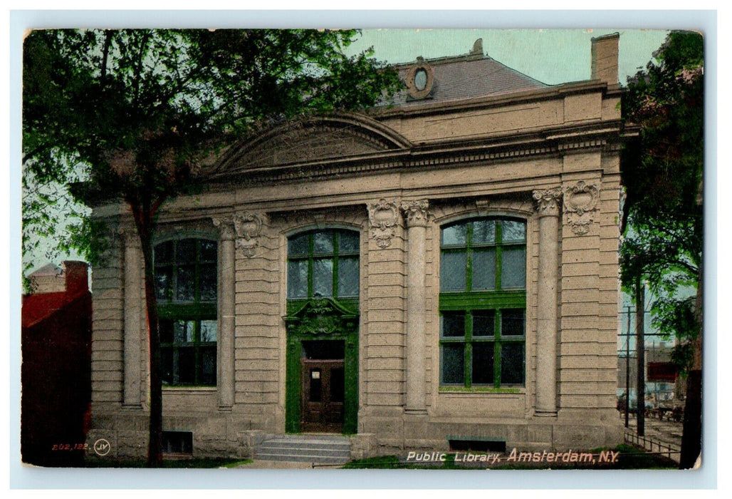 1912 Public Library Amsterdam, New York NY Posted Antique Postcard