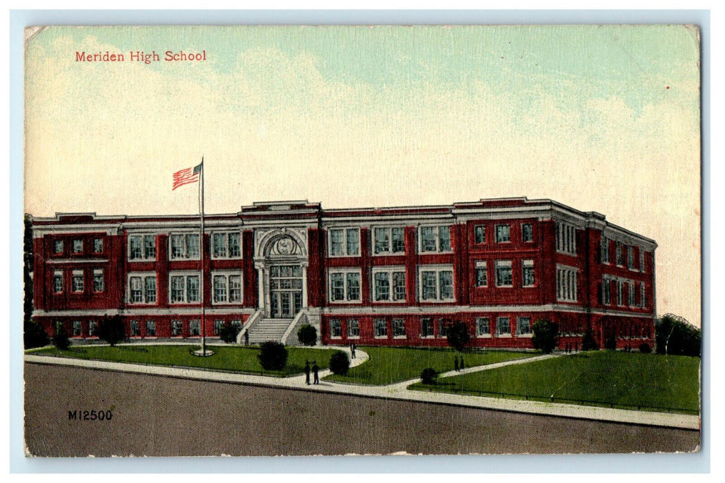 1913 Meriden High School, Meriden Massachusetts MA Antique Posted Postcard