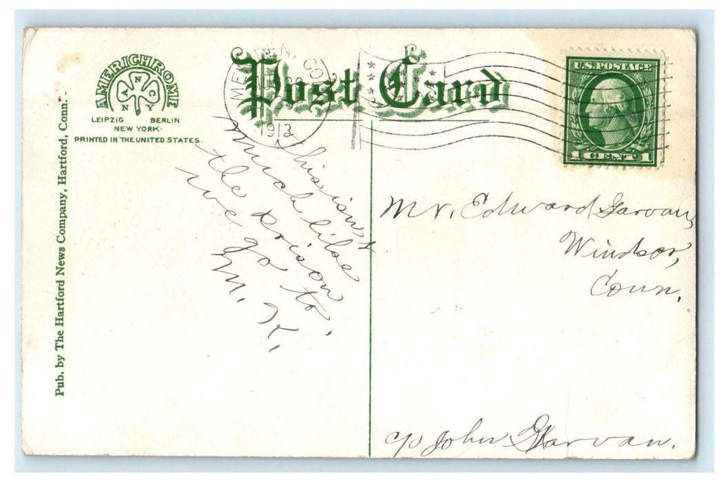 1913 Meriden High School, Meriden Massachusetts MA Antique Posted Postcard