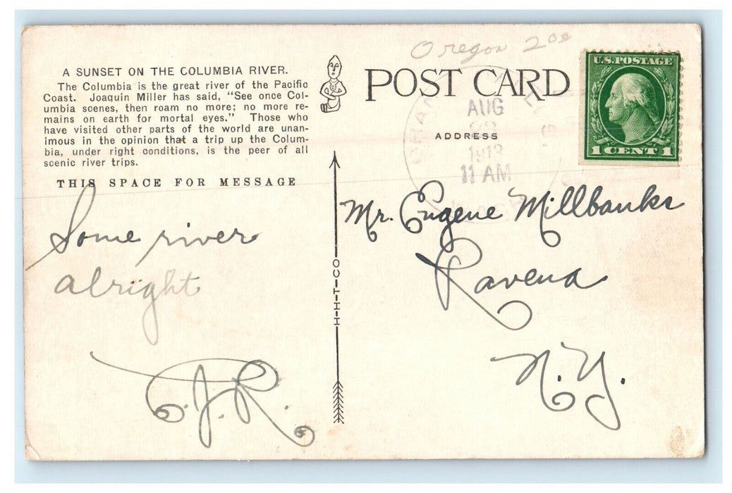 1913 A Sunset on the Columbia River, Oregon OR Posted Antique Postcard