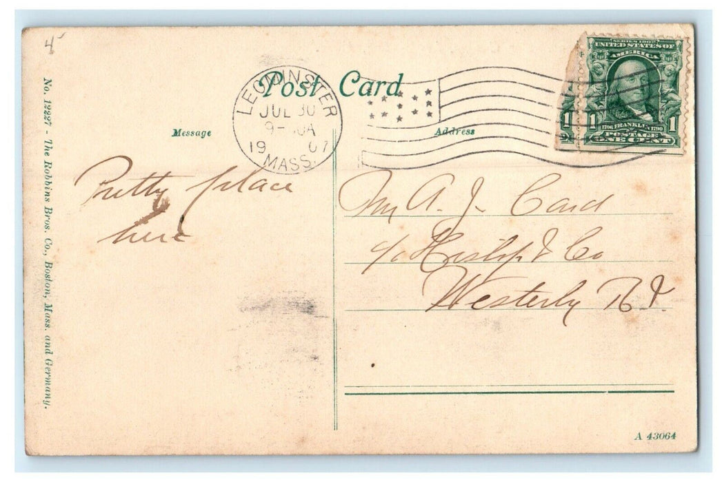 1907 View Of Leominster Center Leominster Massachusetts MA Antique Postcard